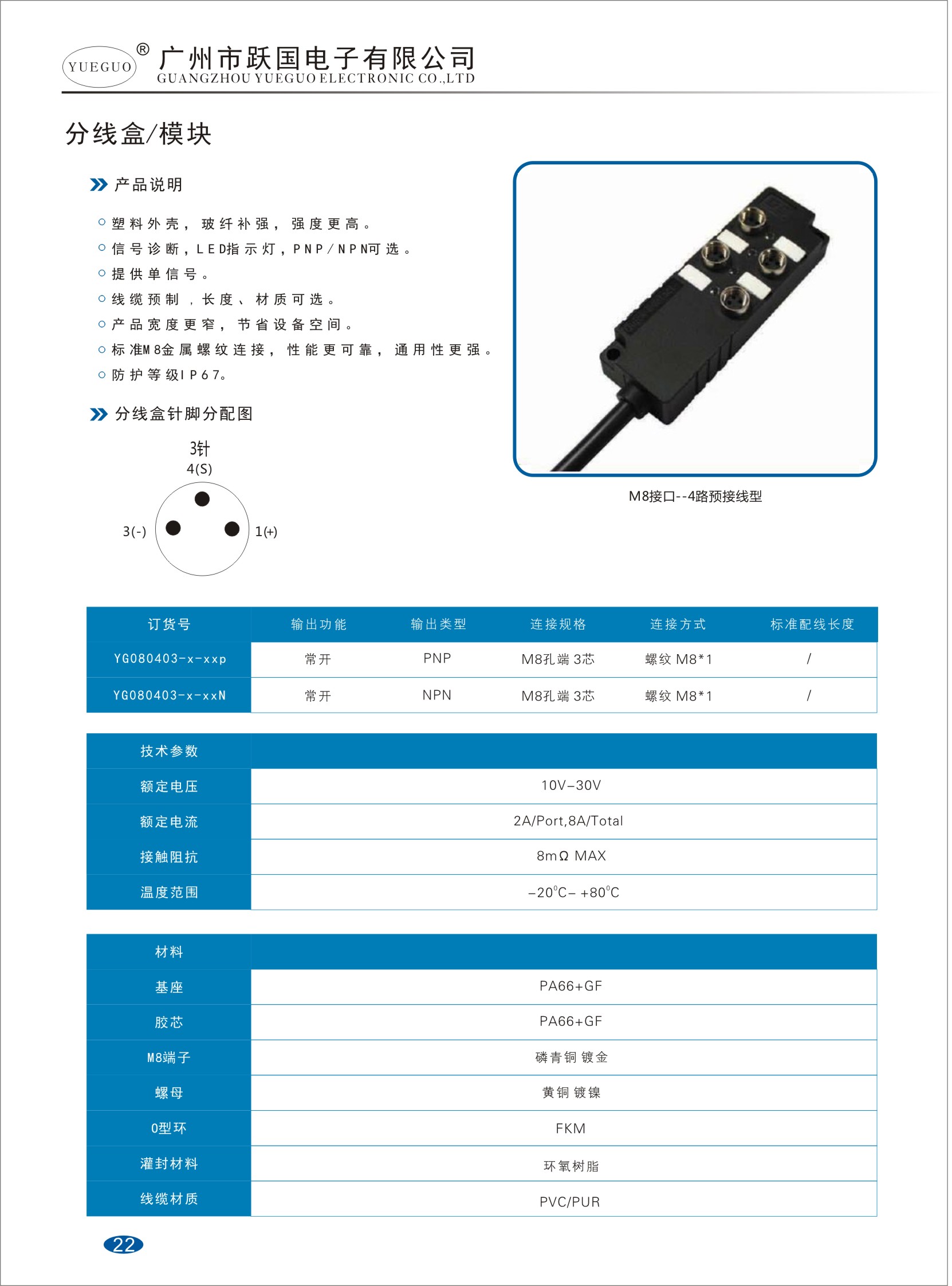 M8分线盒—D形插头出线型